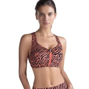 Victoria Secret Incredible Knockout Bra Womens 32DD‎ Tiger Stripe Front Zip Sexy